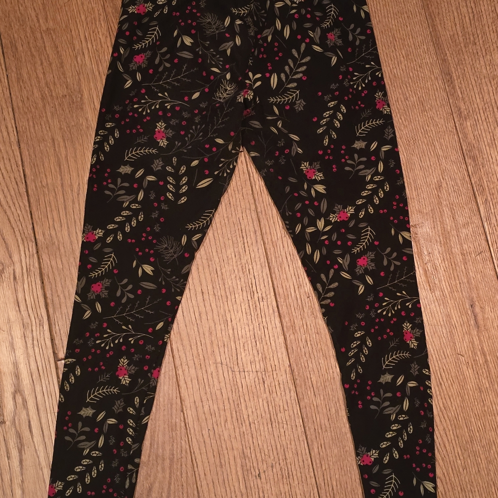 LuLaRoe Black Leggings with Floral Design